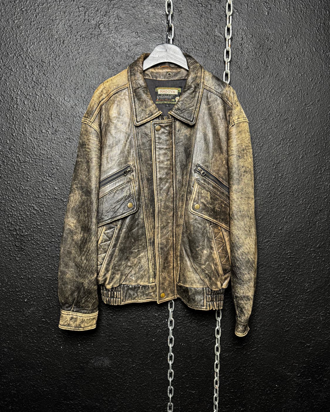 90’s Vintage Washed Leather Blouson 상품이미지1