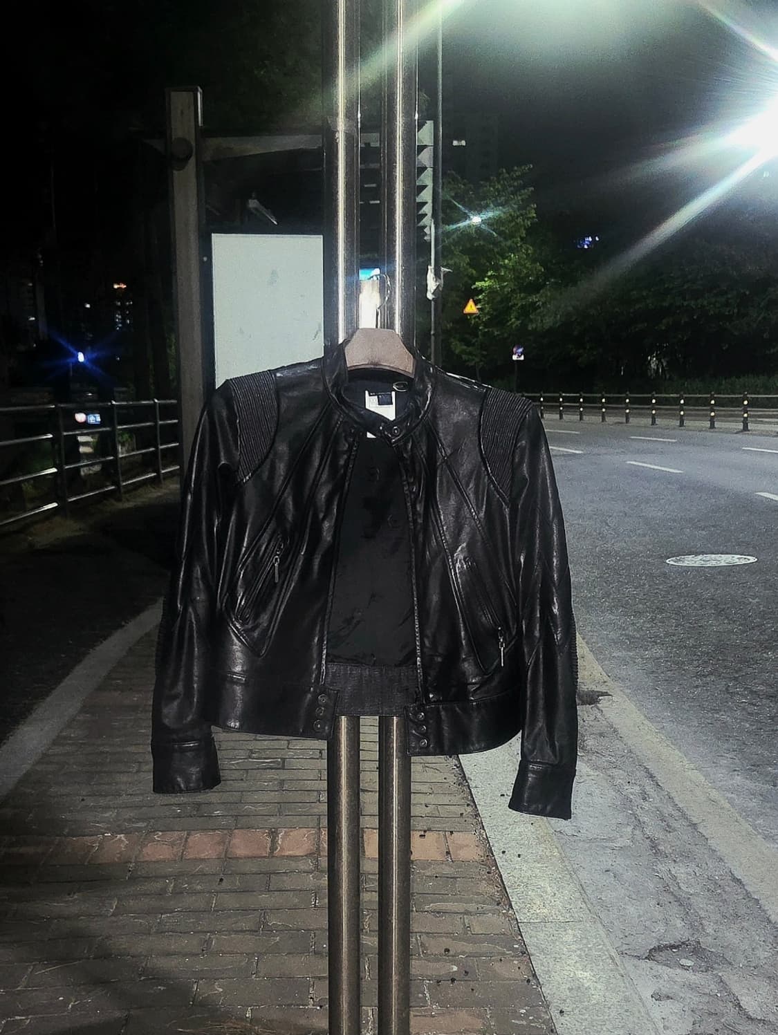 저스트카발리 크롭 레더 바이커 자켓 상품이미지1