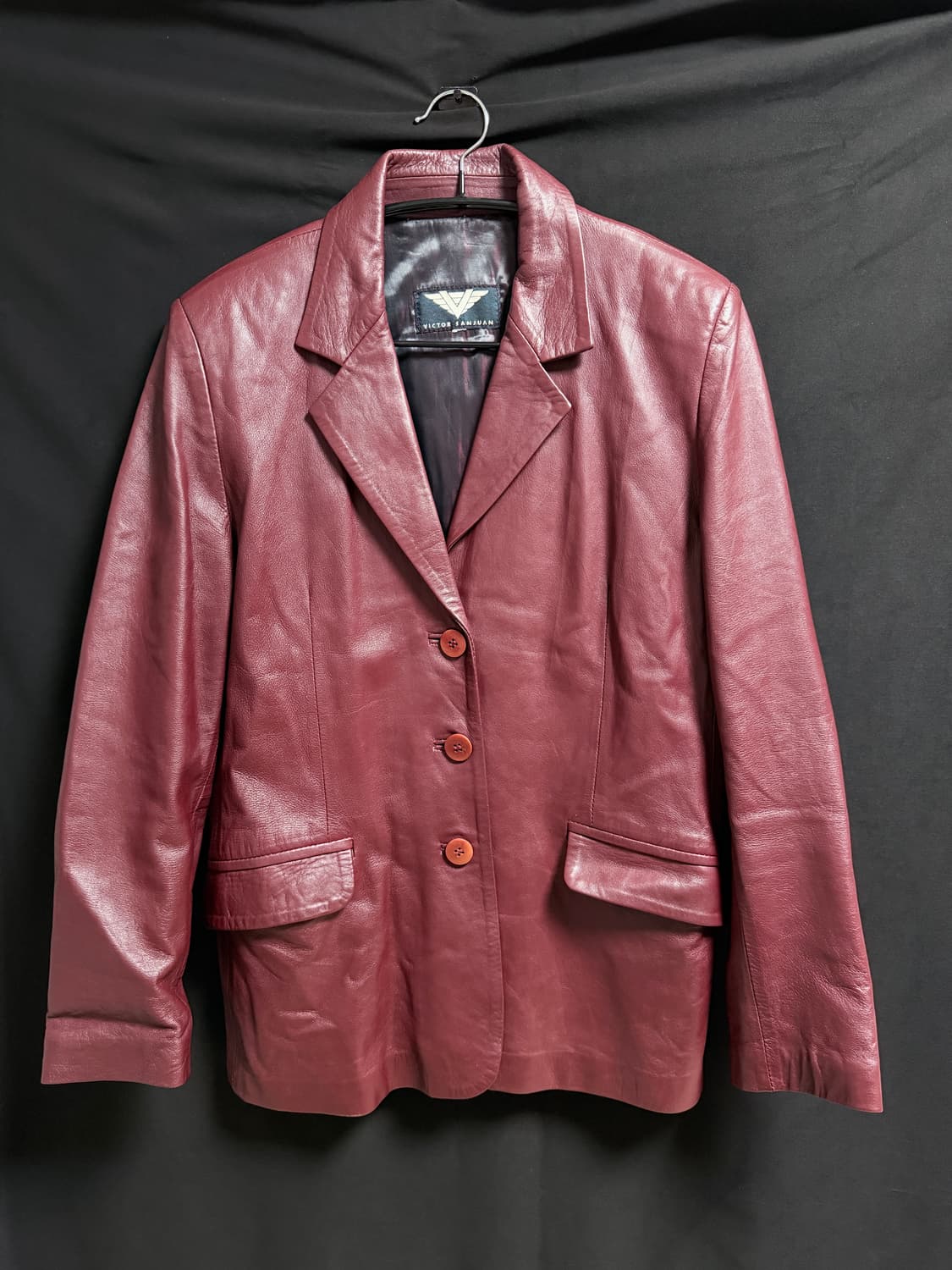 Burgundy leather blazer 상품이미지3