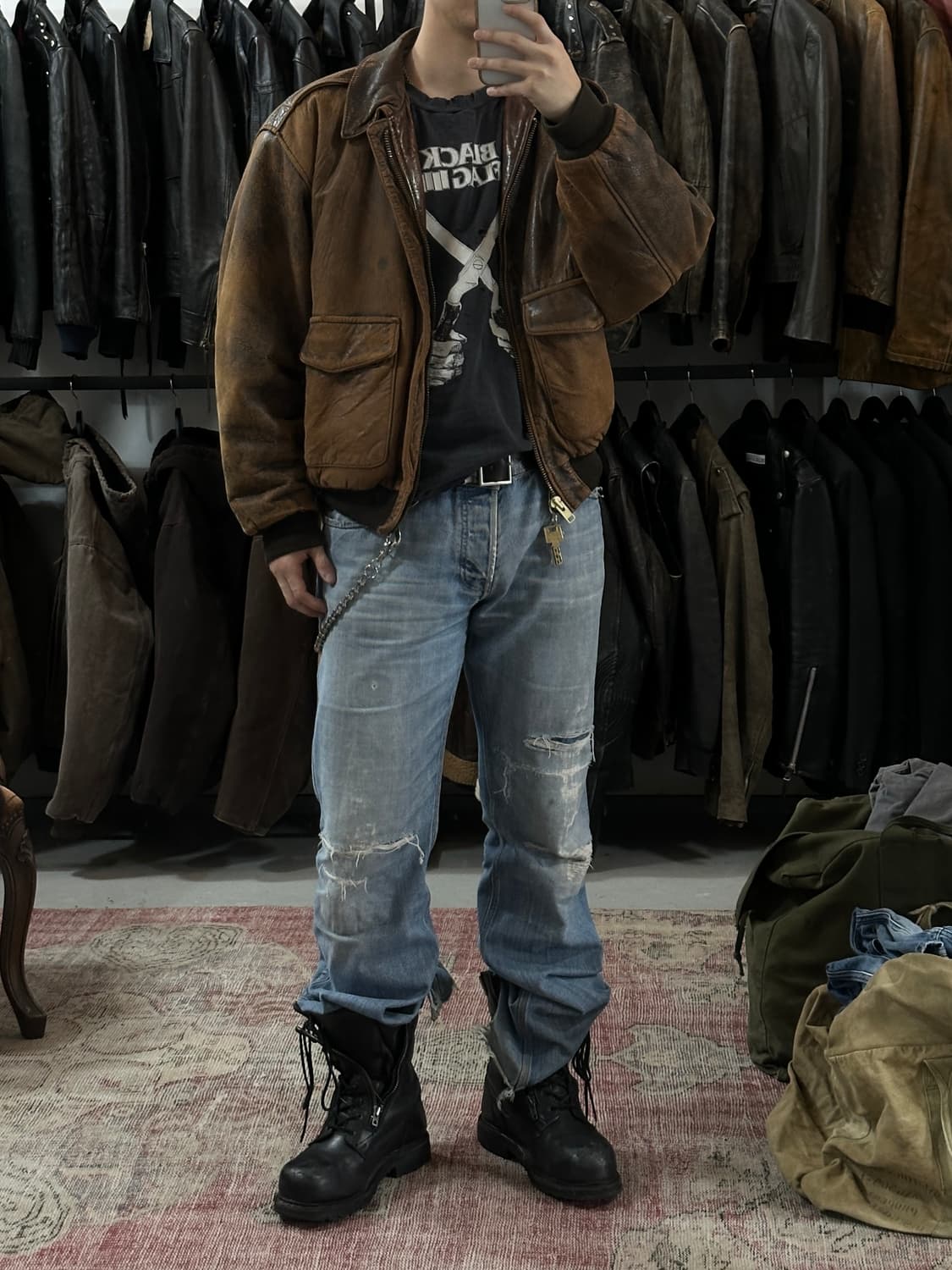 90's OG 아비렉스 레더 A-2 자켓 빈티지 레더 봄버 자켓 상품이미지3