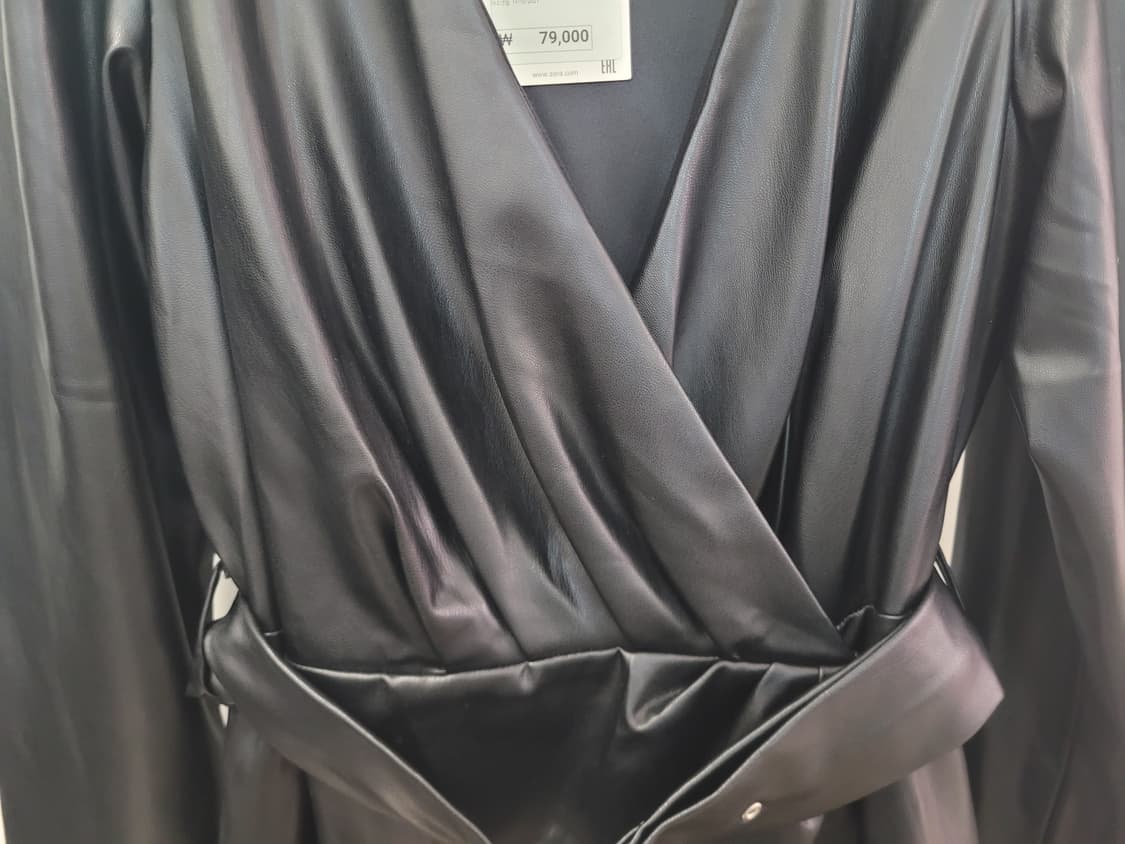 자라 블랙 에코레더 랩 미니 원피스 L사이즈 택달린새제품 상품이미지6