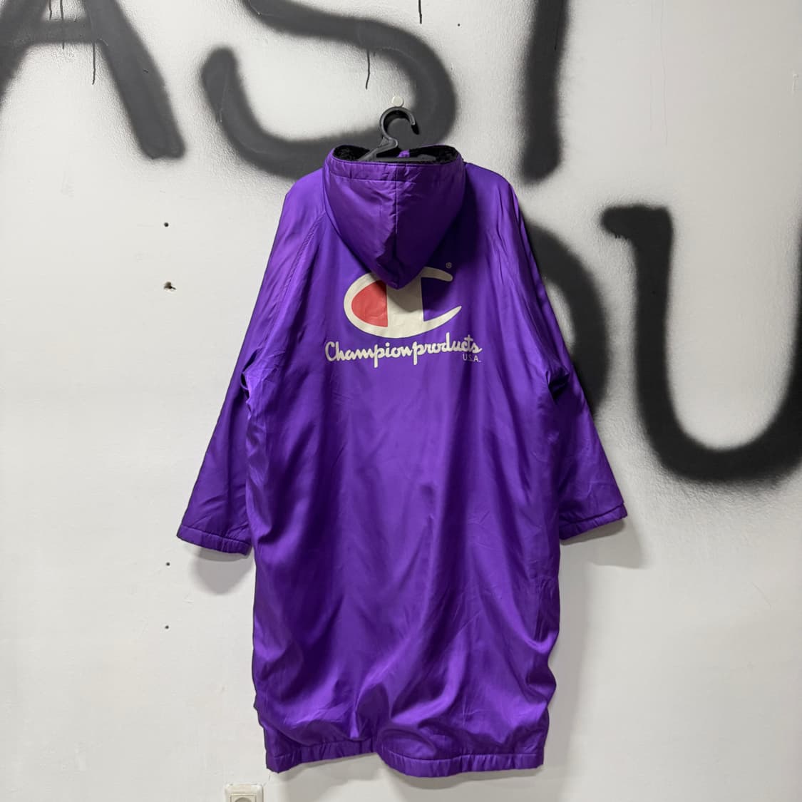 챔피온 00s 올드스쿨 빅 프린팅 플리스 돕바 롱 코치 자켓 상품이미지1