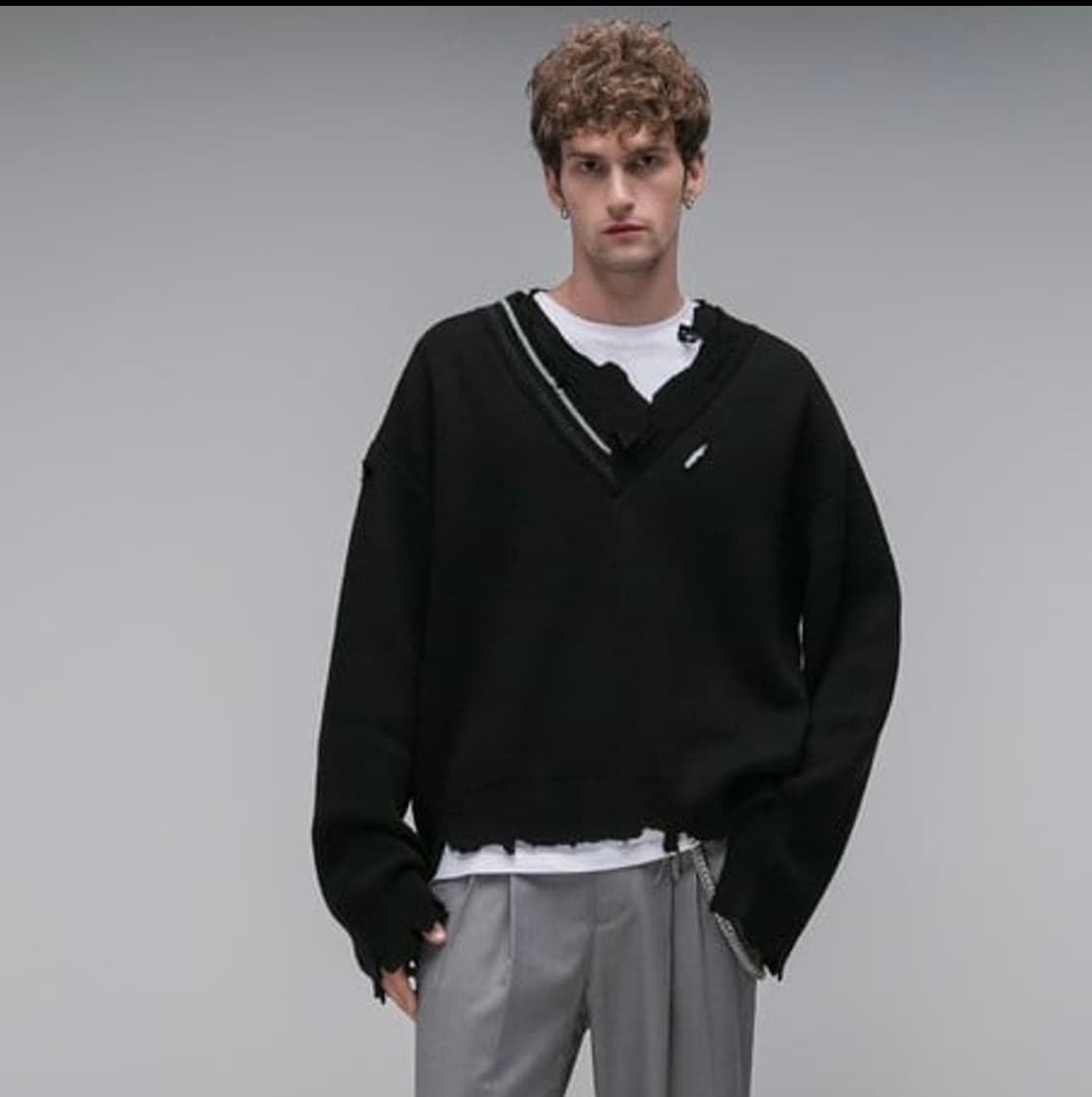 C2H4 디스트레스드 오버핏 니트 상품이미지1