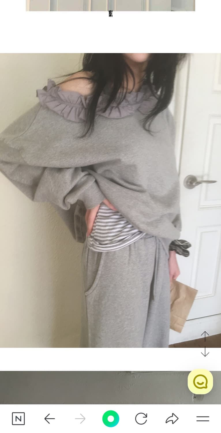 2만원 급처! 미뮤즈씨 프릴리 오프 맨투맨 오프숄더 그레이 상품이미지2