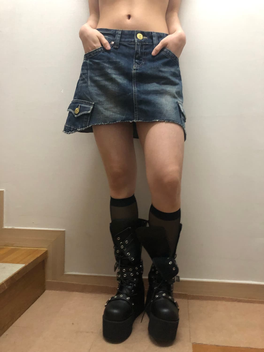 빈티지 데님 카고 미니 스커트 상품이미지2