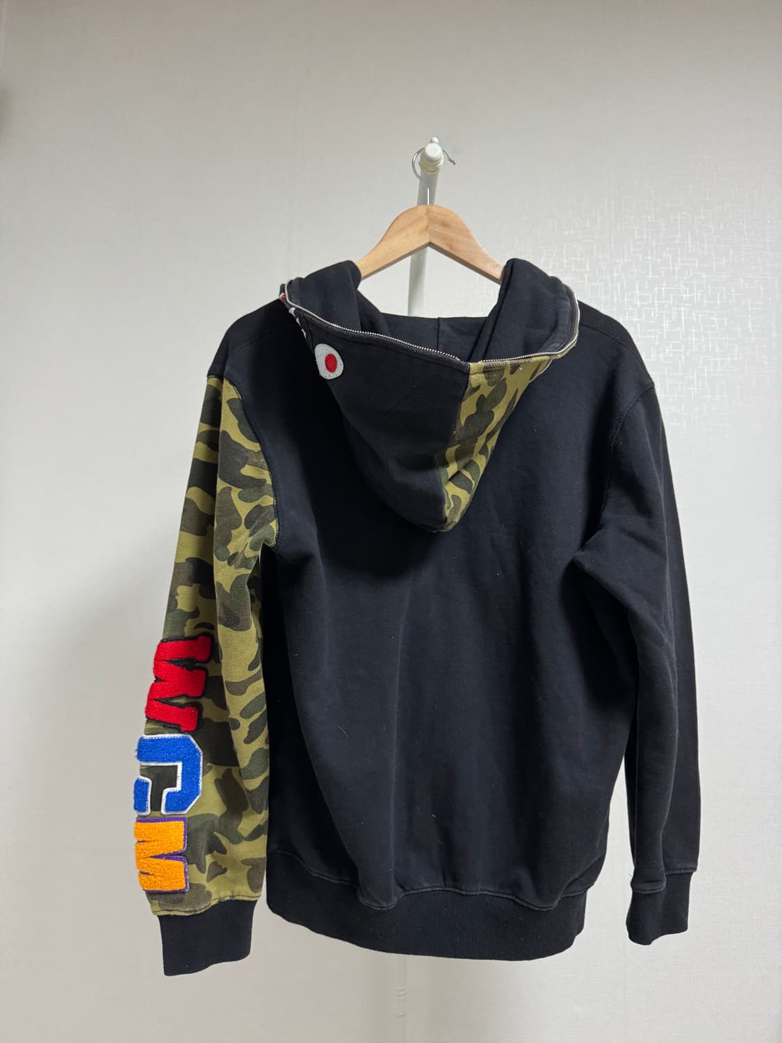 베이프 블랙 카모 멀티패치 집업 후드 XL 상품이미지2