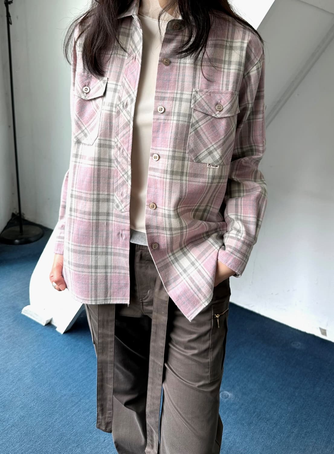 Linen blend design work shirt 상품이미지7