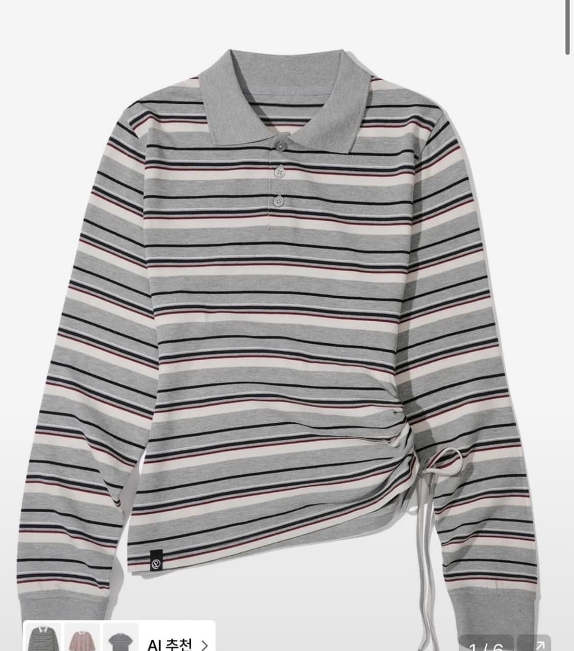 새상품) 세컨모놀로그 스트라이프 셔링 카라 롱슬리브 카라티 상품이미지1