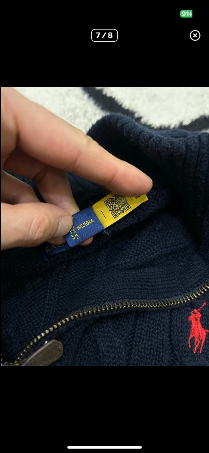 폴로 케이블 니트 집업 네이비 상품이미지7