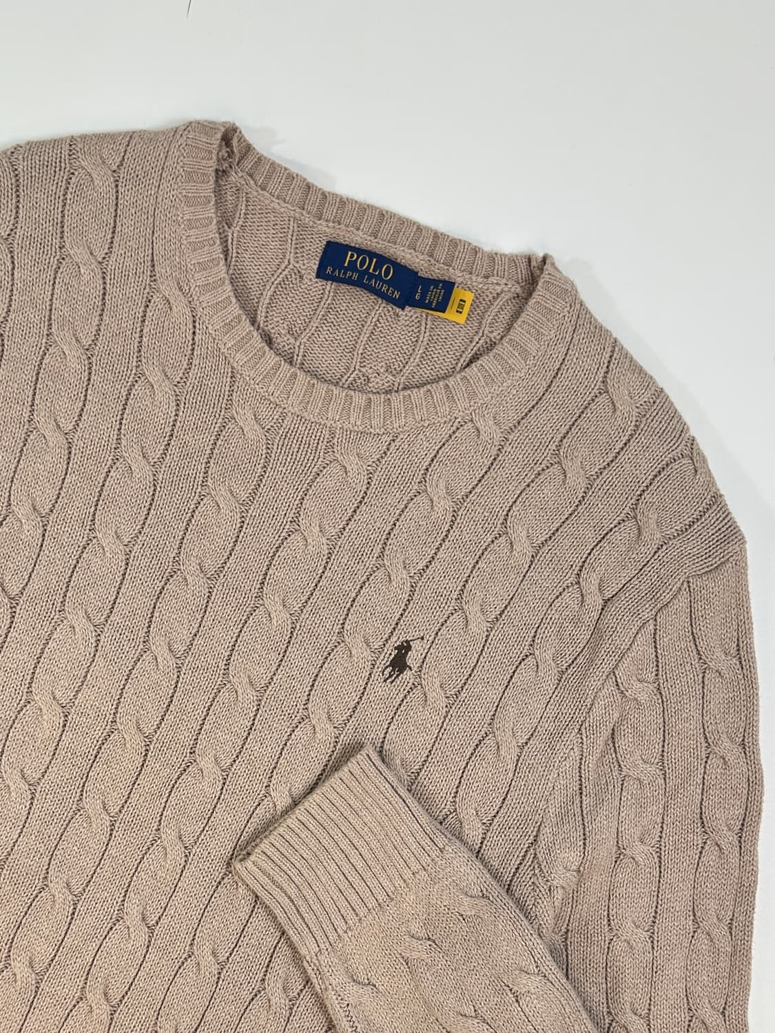 Polo 폴로 랄프로렌 QR현행탭 케이블 니트 오트밀브라운 (L) 상품이미지1