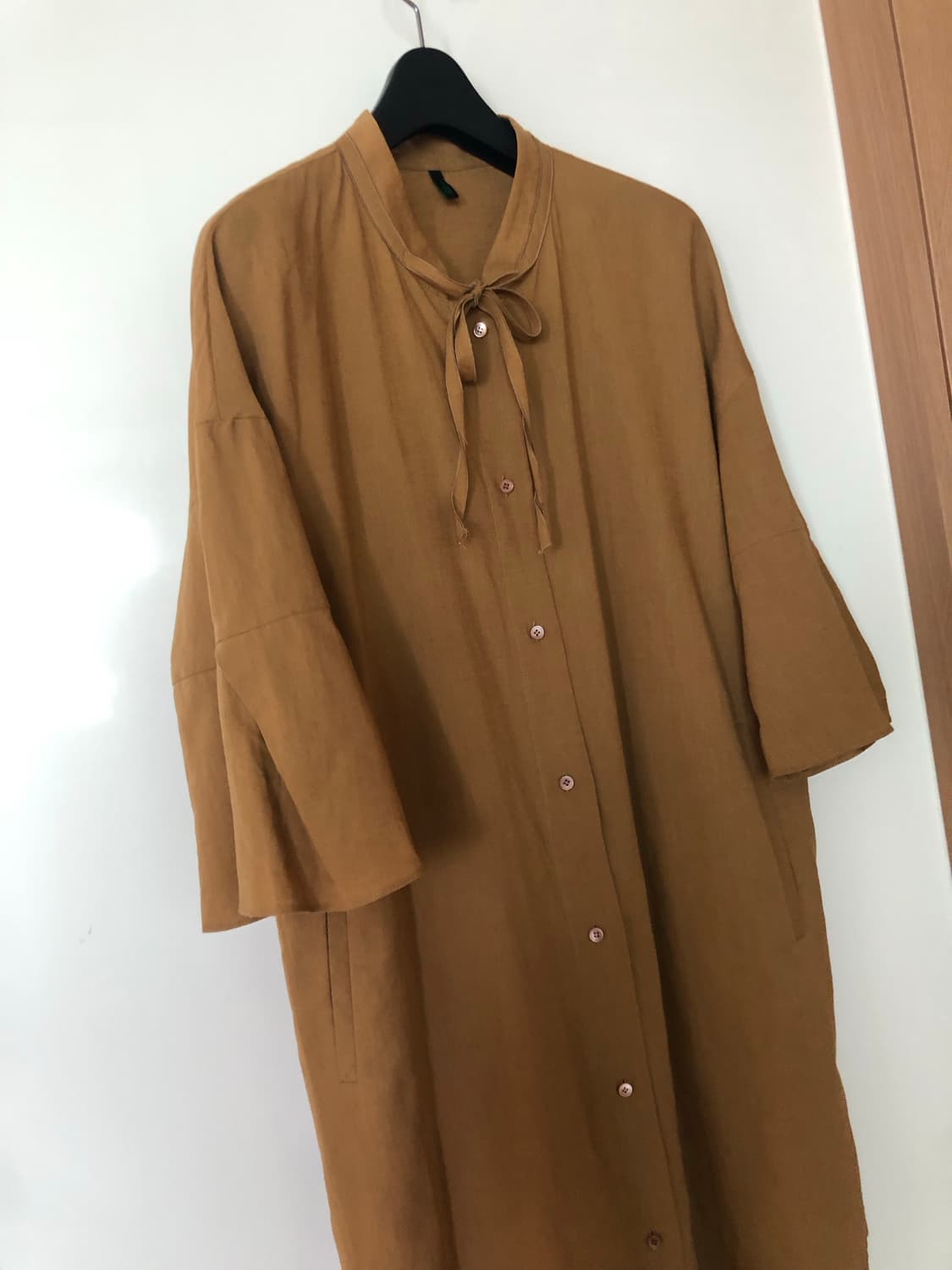 베네통 린넨 인견 리본 로브 셔츠 원피스 자켓 하객룩 올드머니룩 출근룩 상품이미지2