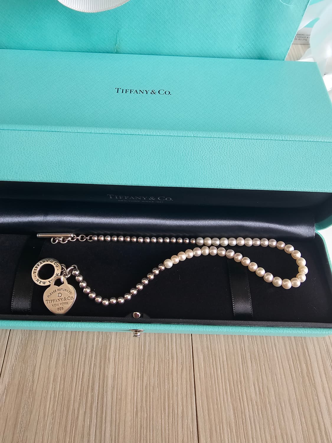 티파니앤코 웹비드 진주 다이아 팔찌 xs size 상품이미지2