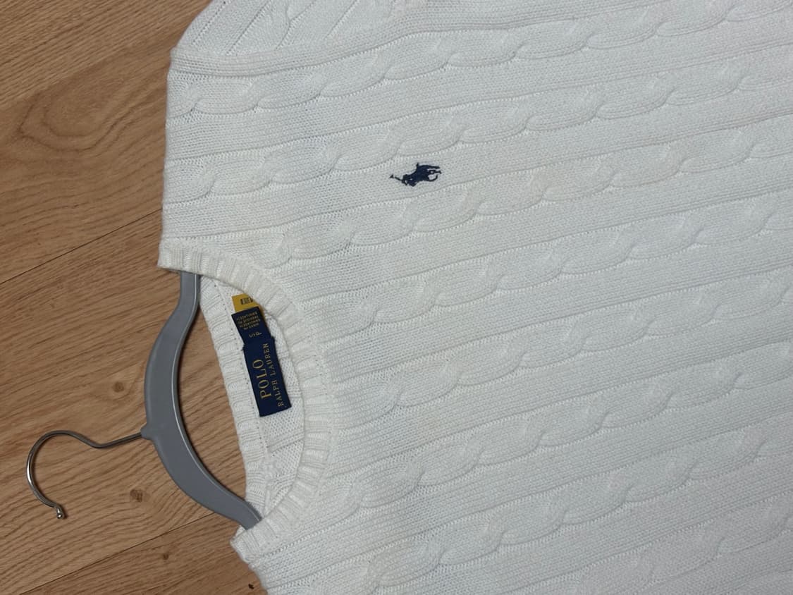 (급처나중에가격올림(정품qr)폴로랄프로렌 케이블 니트 화이트 상품이미지4