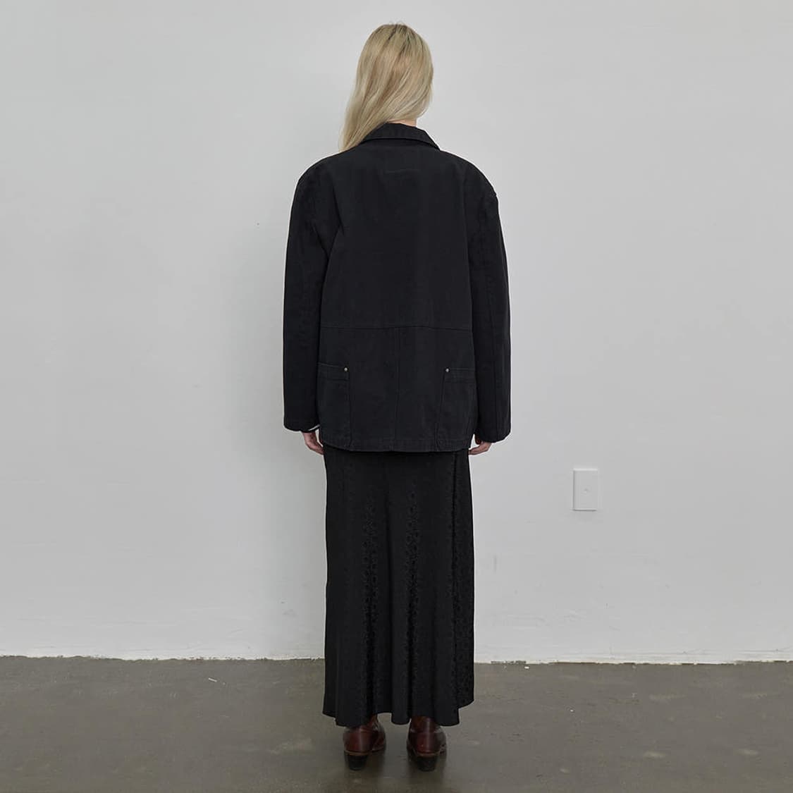 (누아클레 우먼) 옥스포드 프렌치 워크 재킷_블랙 상품이미지3