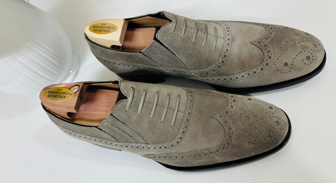 키톤 나폴리 스웨이드 그레이 옥스포드 슈즈 송아지 가죽 상품이미지1