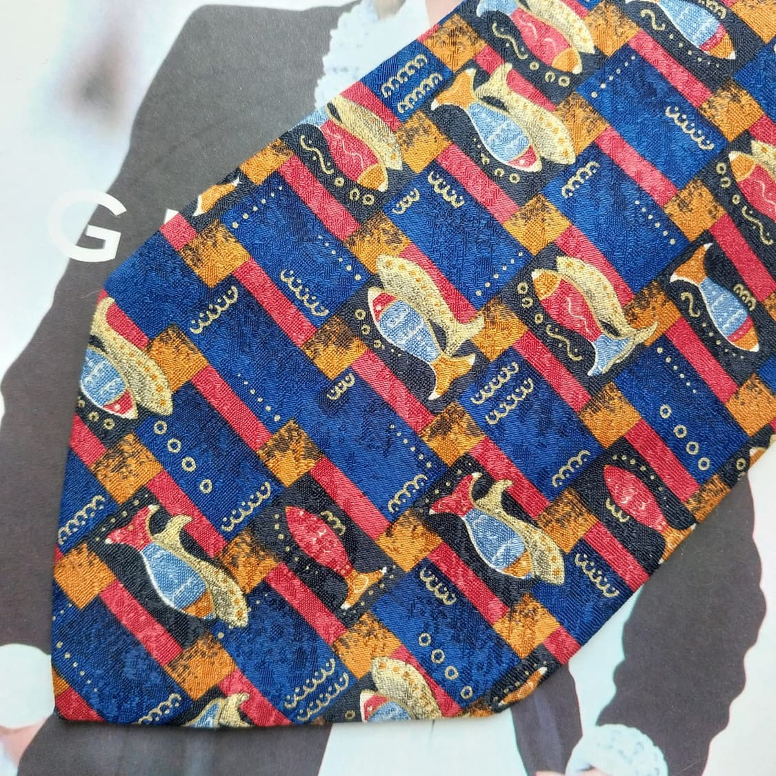 지방시 실크 블루 아트 패턴 넥타이 9.7cm A+등급 K2559 상품이미지6