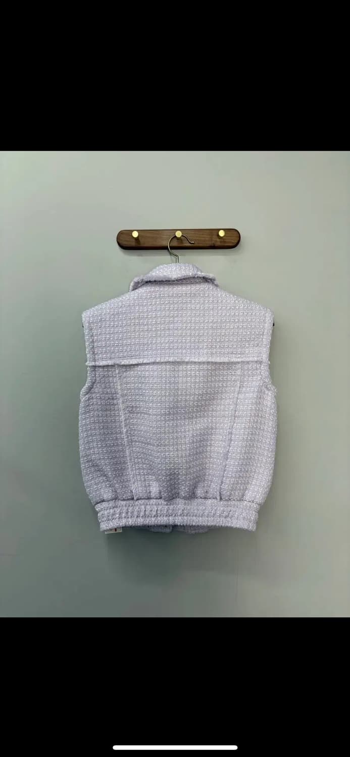 오픈와이와이 트위드바이커 연보라 베스트 H1879 상품이미지4