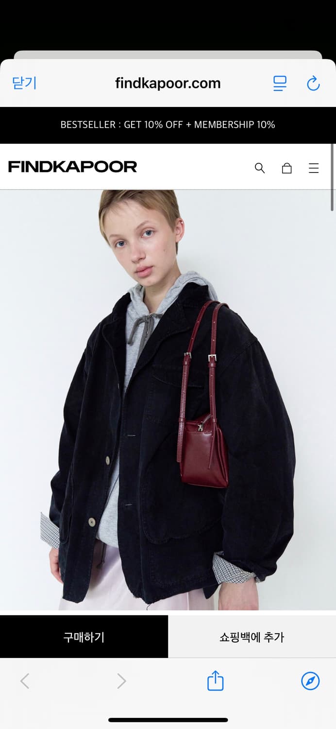 새제품/ 파인드카푸어 모노백 24 버건디 크로스백 숄더백 상품이미지4