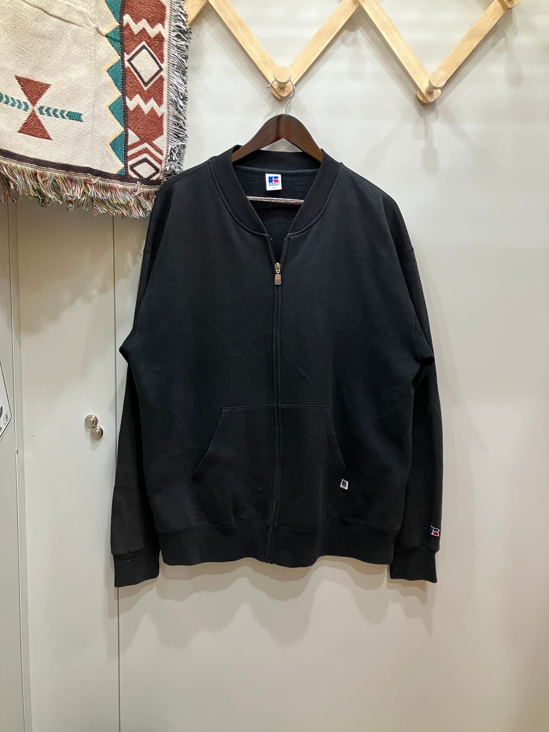 00s Russell 러셀 스웨트 집업 자켓 블랙 2XL 상품이미지1