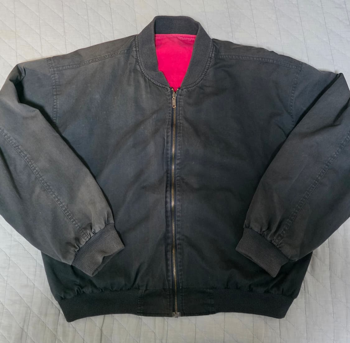 [M] 90s 빈티지 말보로 리버시블 봄버 자켓 블랙/레드 썬페이드 상품이미지4