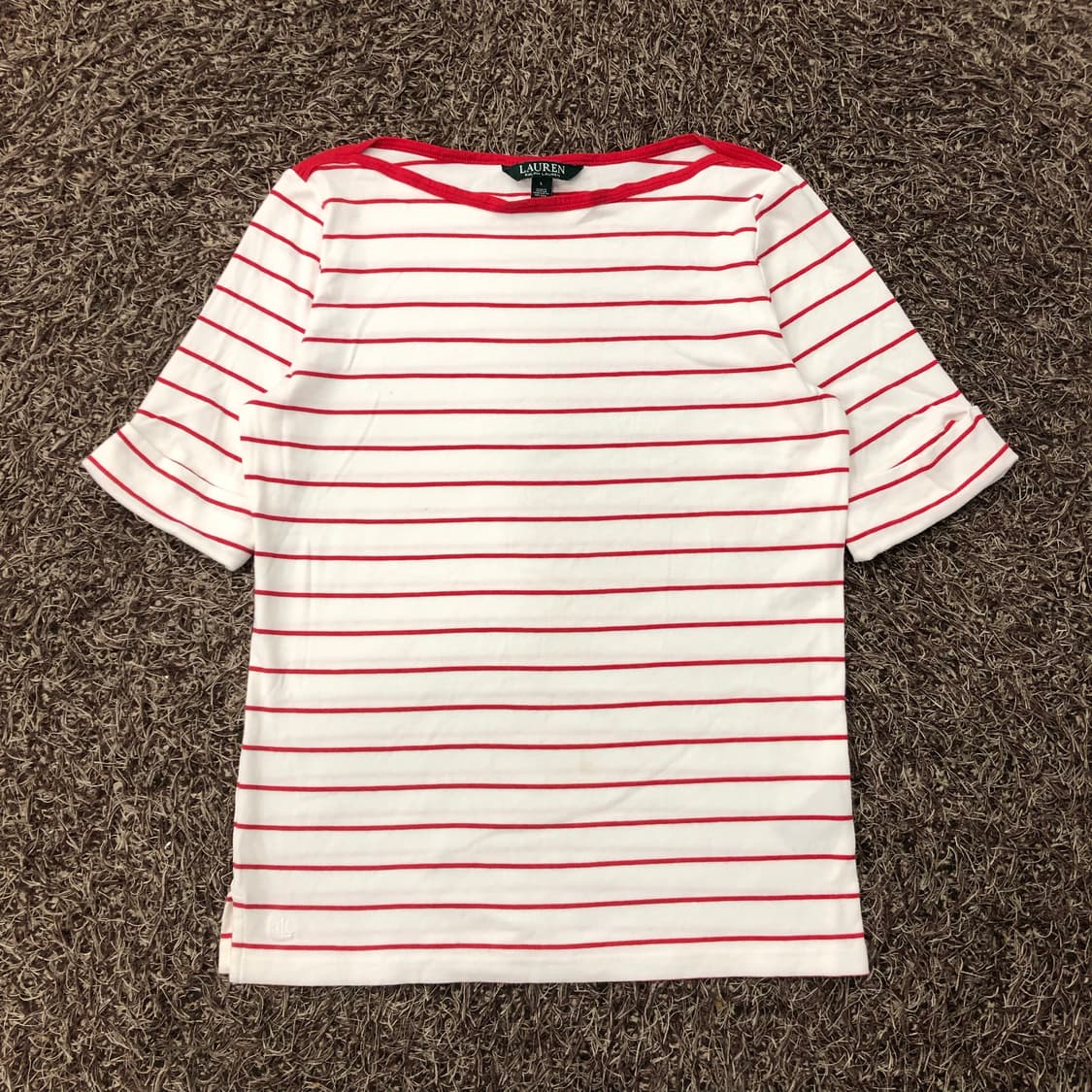 L 로렌 랄프로렌 여성 스트라이프 반팔 티셔츠 상품이미지1
