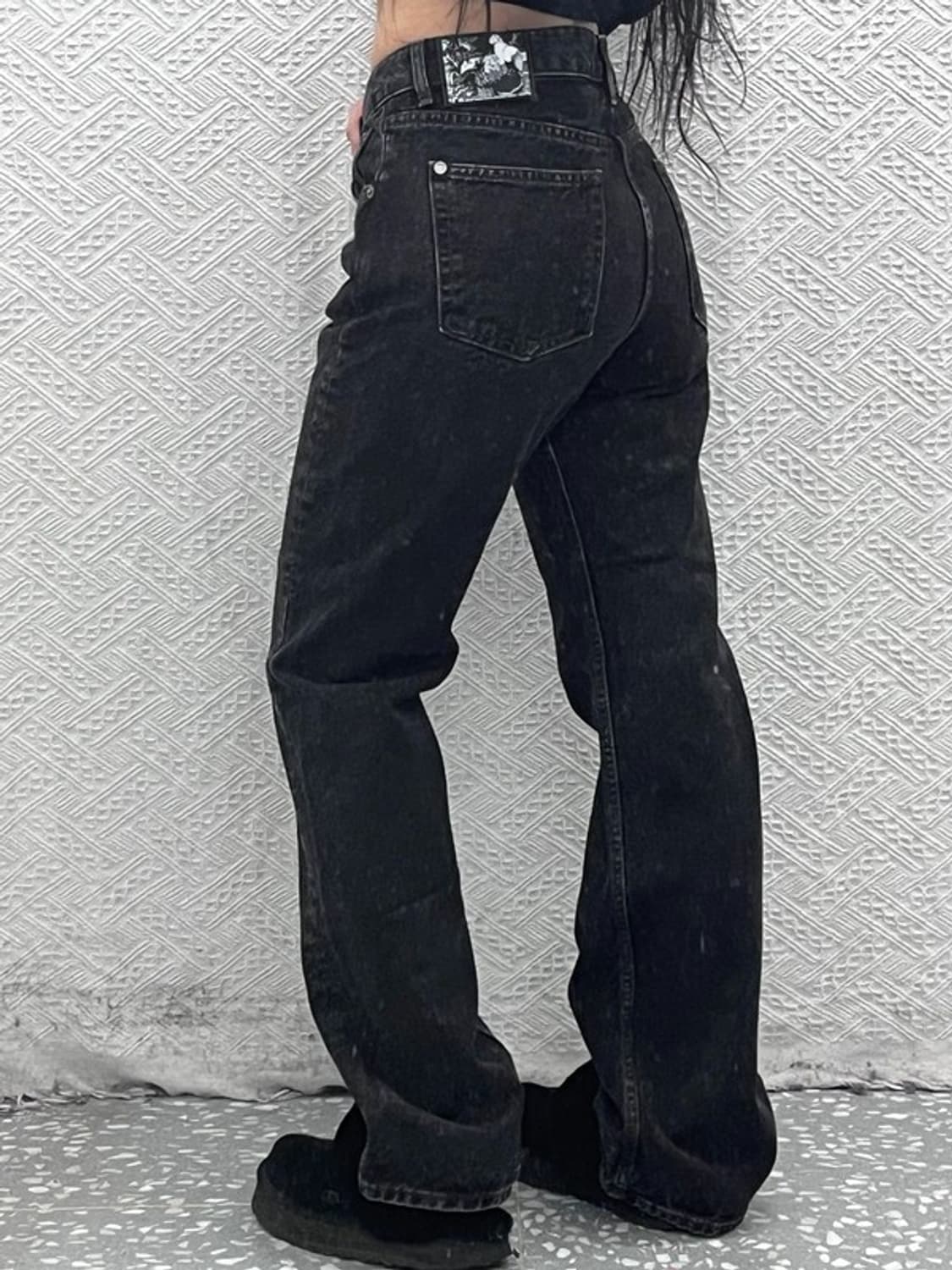 모드나인 고양이패치 모던시크 흑청 데님팬츠 28인치 C08628 상품이미지1