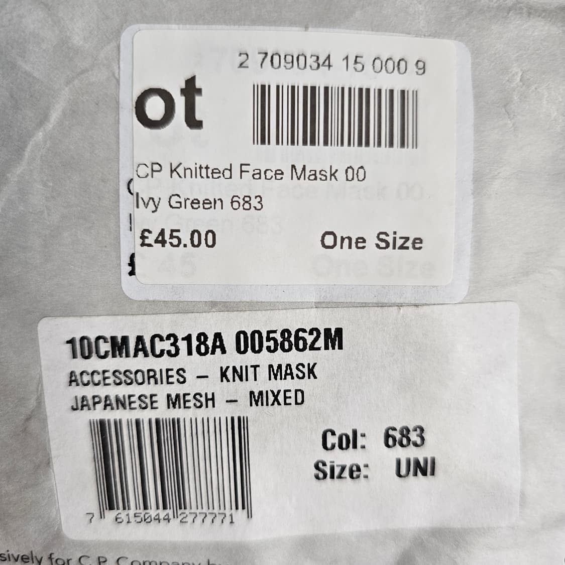 미개봉 . CP컴퍼니 재패니즈 메쉬 니티드 마스크 밀리터리 그린 카키 상품이미지4