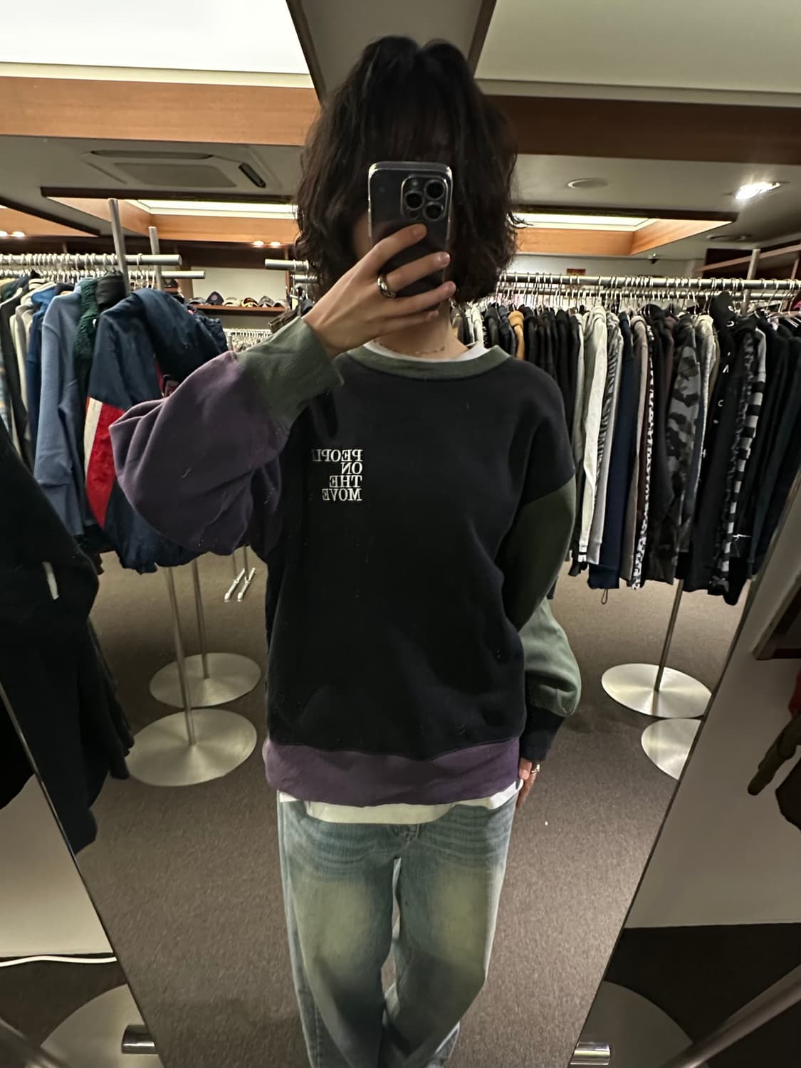 L)Kappa 빈티지 퍼플그린 컬러블럭 플리스 스웻셔츠 상품이미지2