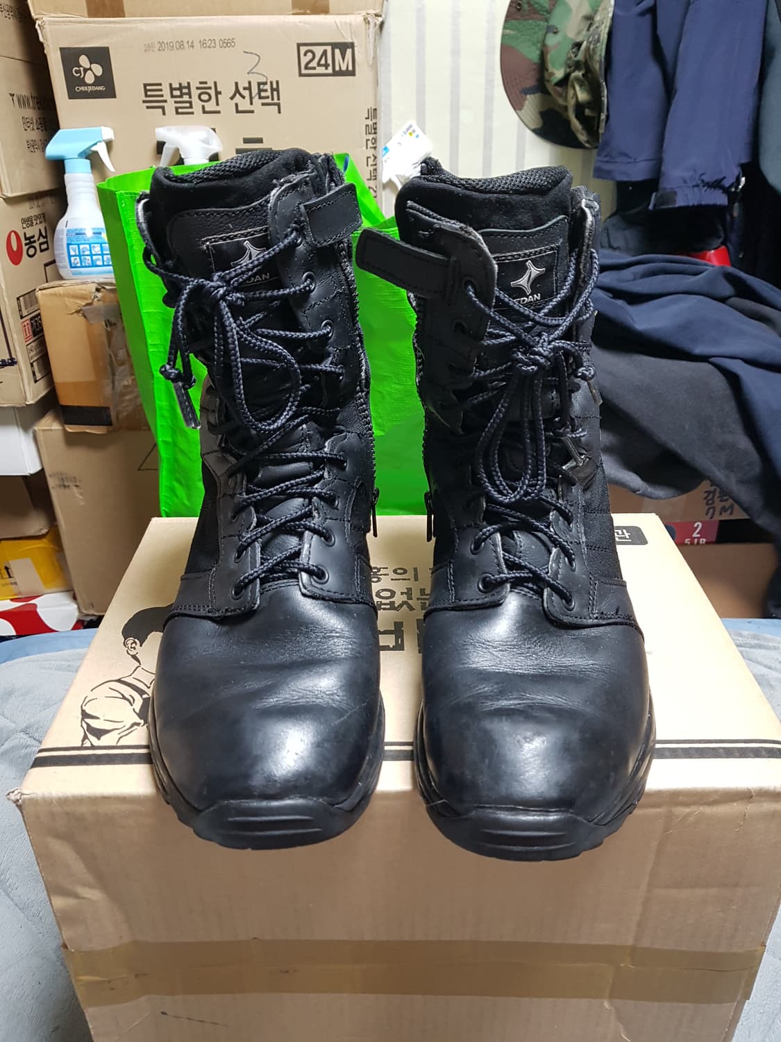 EDAN 검정색 전투화 워커 지퍼 부츠 260 상품이미지1