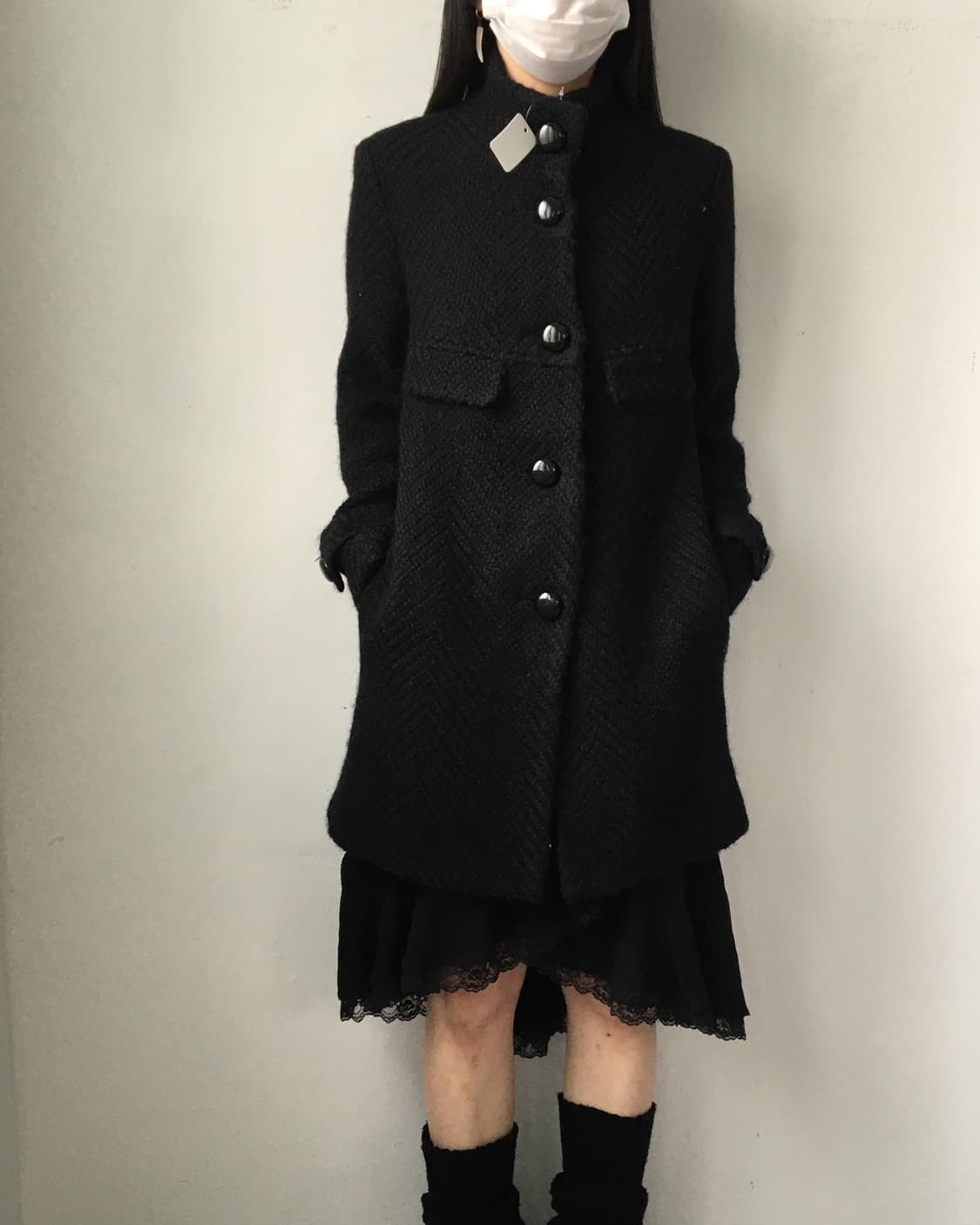 Pattern point high neck coat 상품이미지1