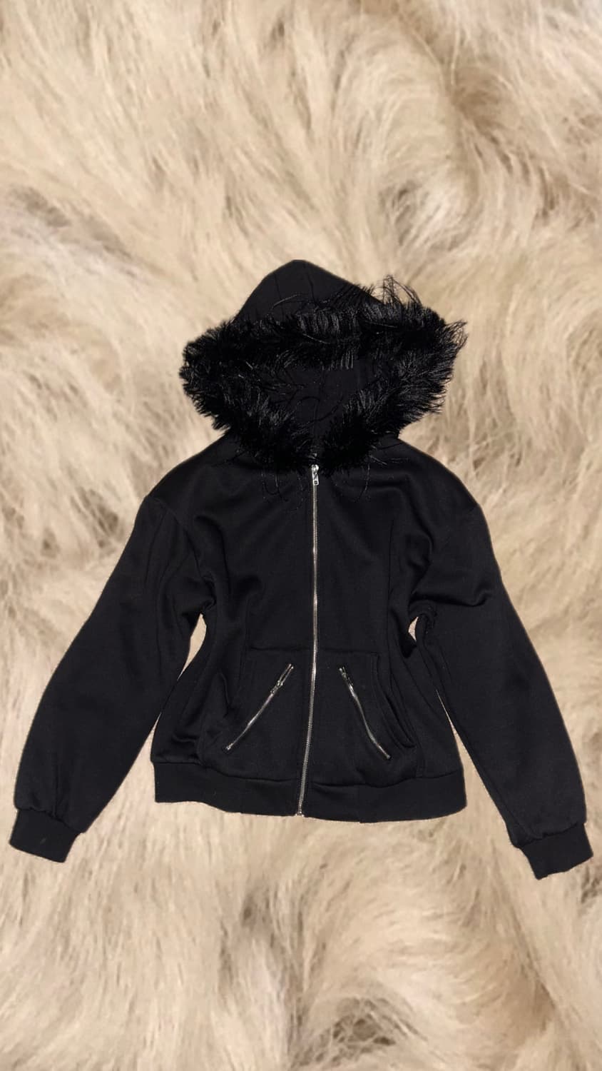 고스 펑크 무드 퍼 후드집업 상품이미지1