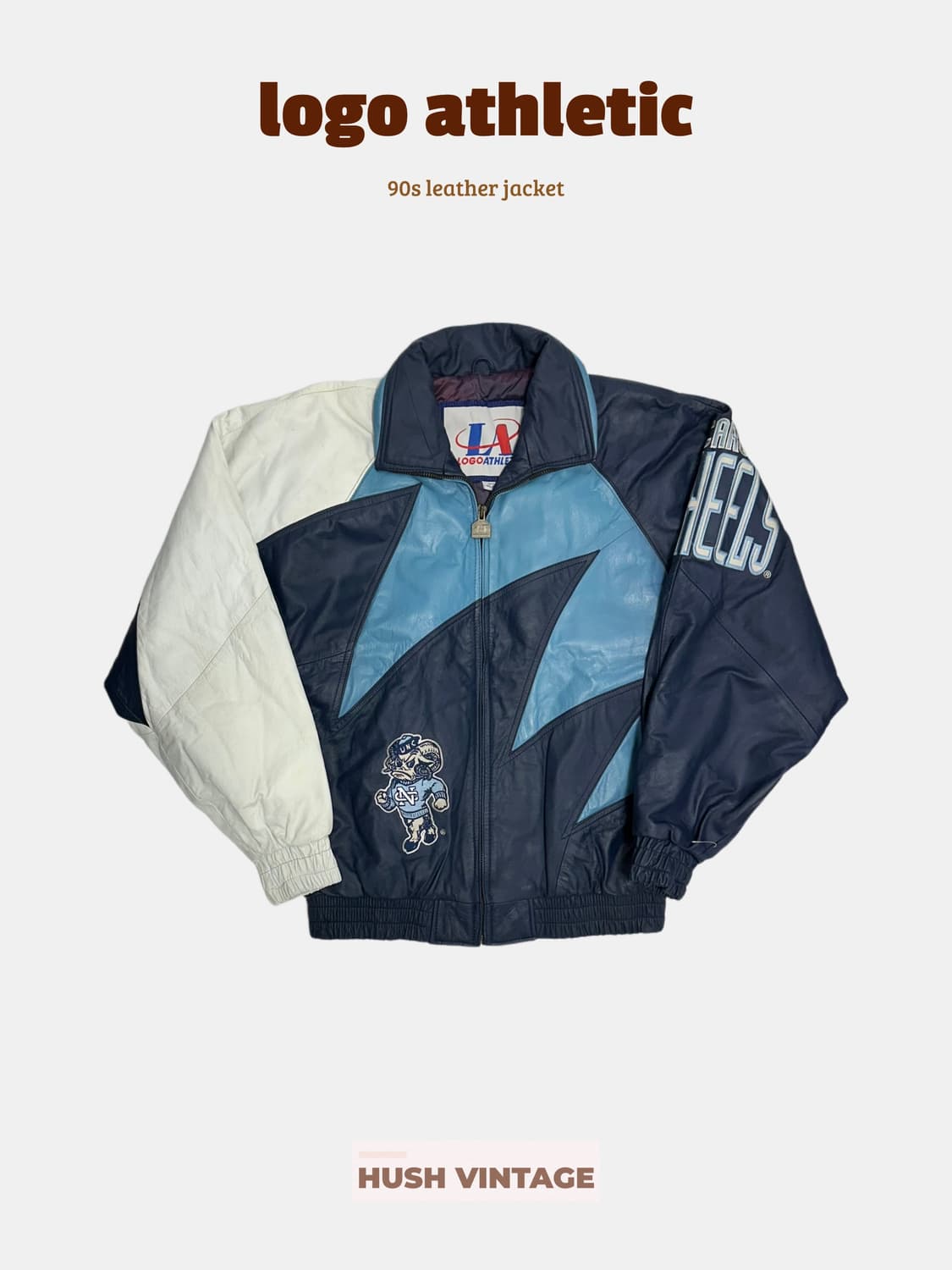 Logo Athletic 90s shark tooth 가죽 바시티자켓 상품이미지1