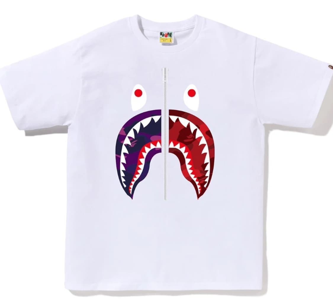 베이프 컬러 카모 세퍼레이트 샤크 반팔 티셔츠 상품이미지1