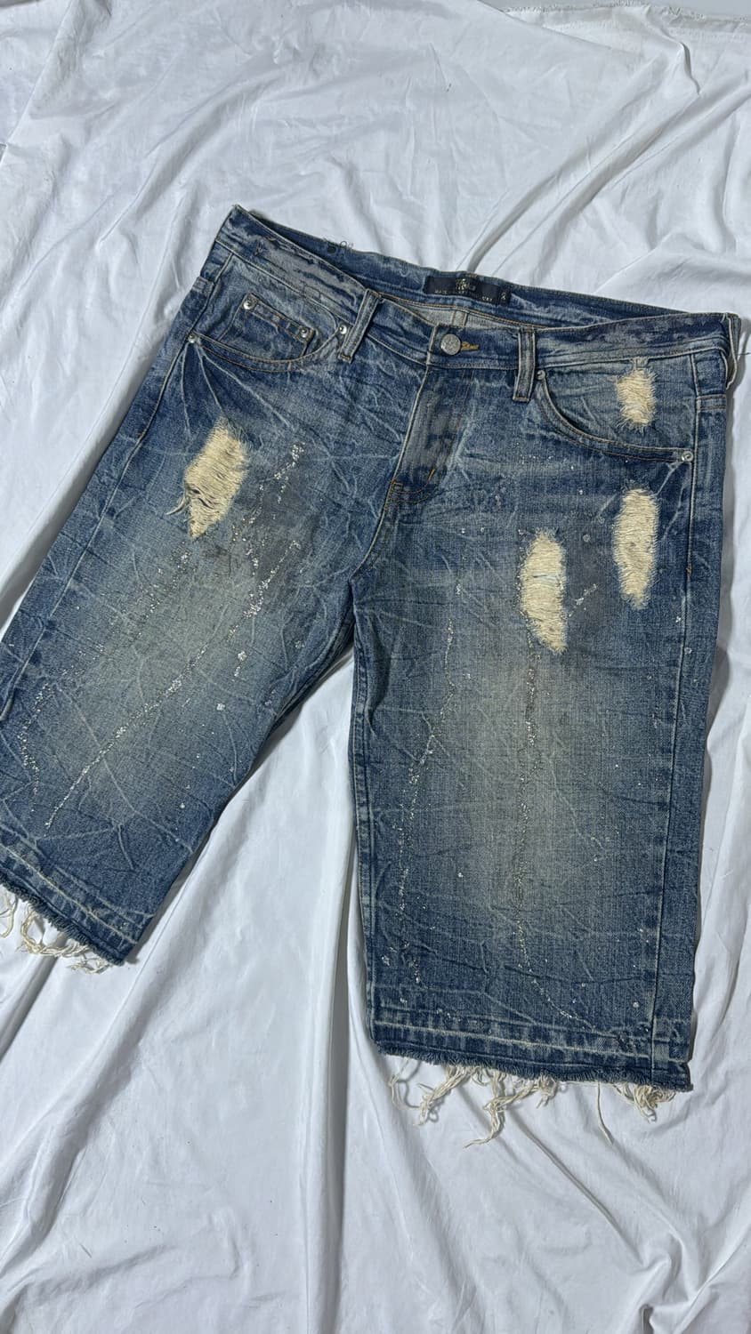 Midas 워싱 가공 디스트로이드 데님 쇼츠 y2k vkei 토네이도마트 상품이미지3