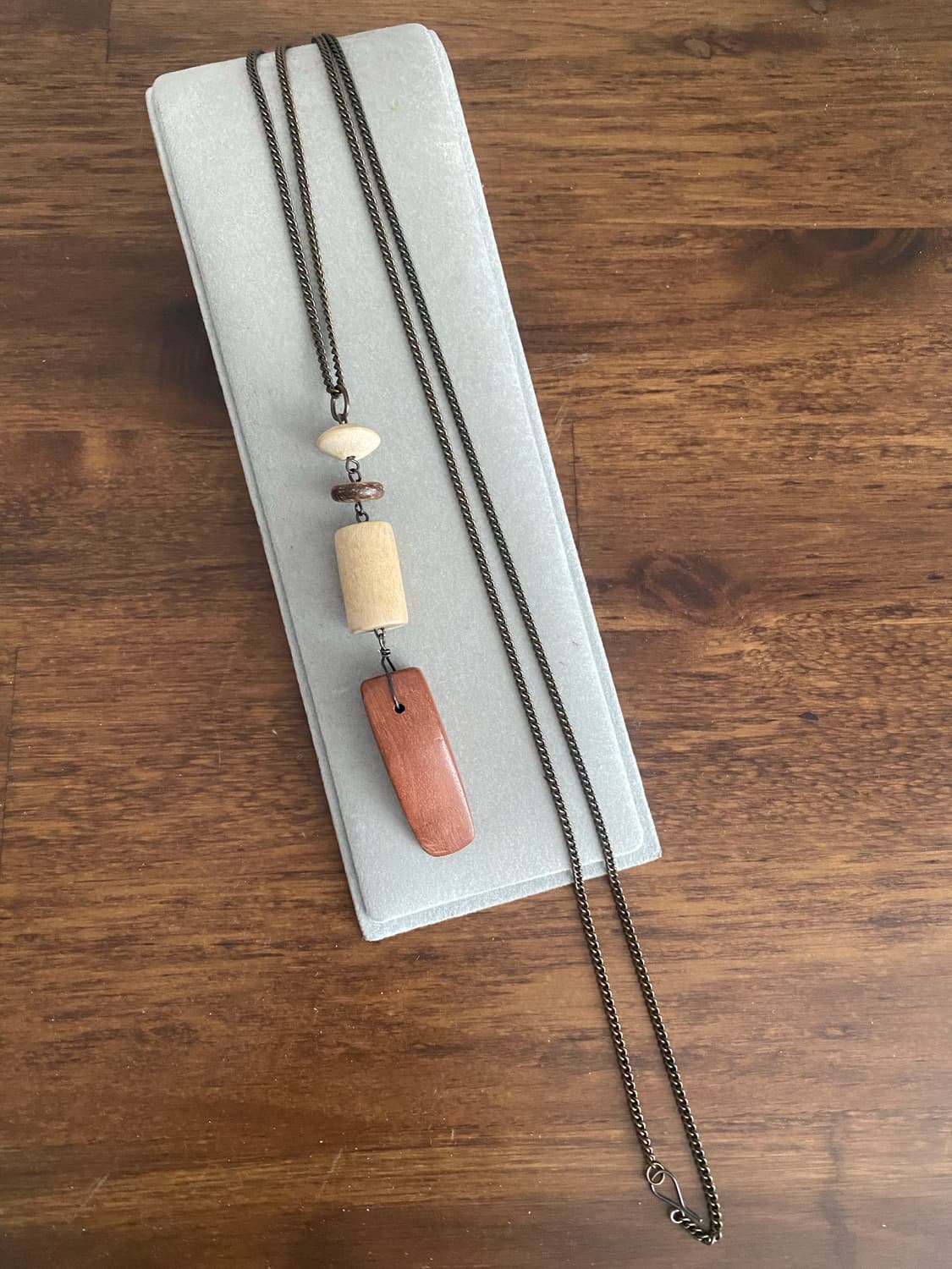 우드펜던트 롱체인 악세서리 목걸이(새제품) 상품이미지5