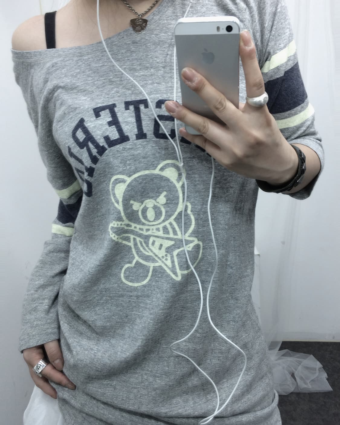 히스테릭글래머 퍽베어 배색 원숄더 7부 슬리브리스 원피스 상품이미지3