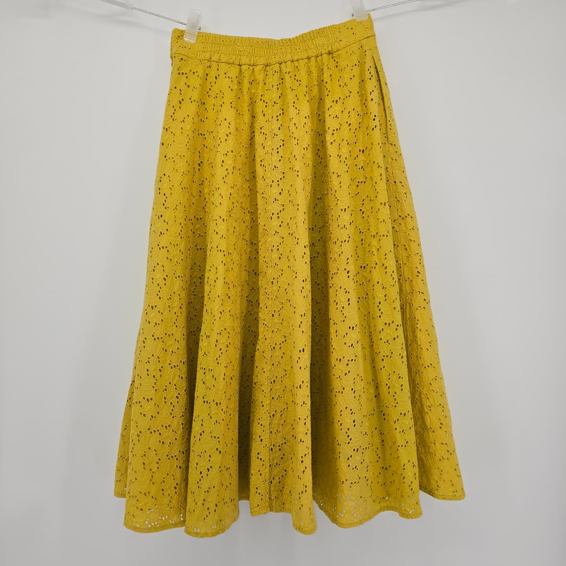 빈티지 레이스 롱스커트 옐로우 밴딩 스커트 여성 데이트룩 상품이미지7