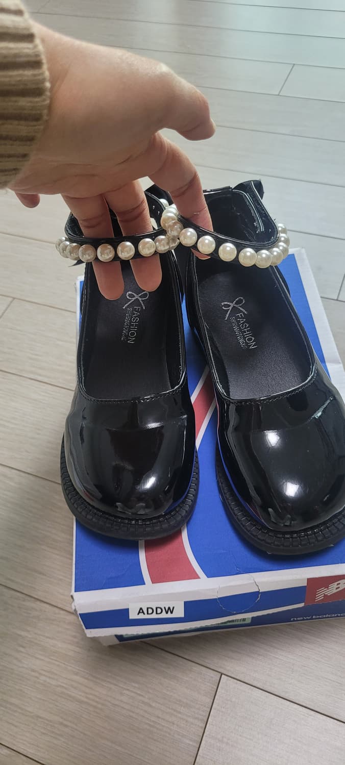 (여아205사이즈)검정 진주 리본 구두,연주회구두 상품이미지1