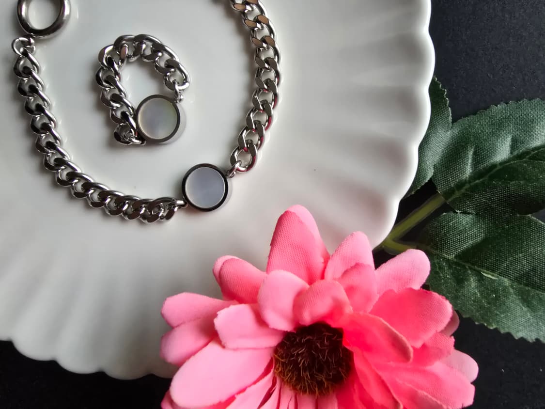 써지컬 스틸 오닉스 자개 양면  체인팔찌 상품이미지3