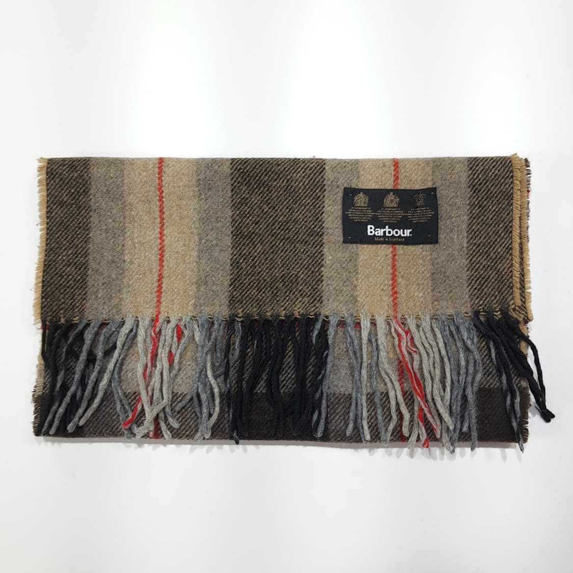 MX540 바버 90s 스코틀랜드판 울 타탄체크 브라운 머플러 목도리 상품이미지6