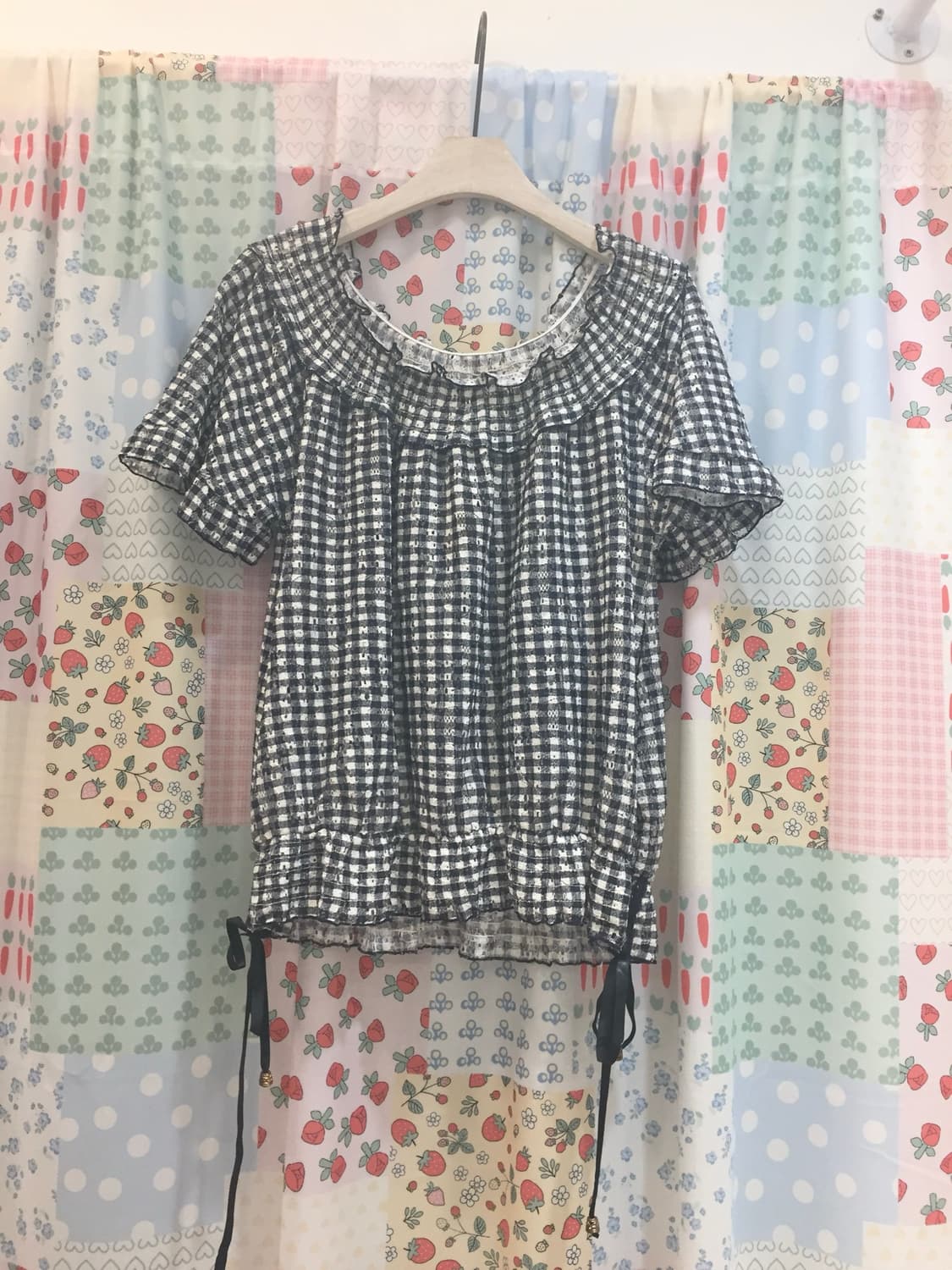 엑시즈팜 네이비 체크 블라우스 ❤︎ 상품이미지2