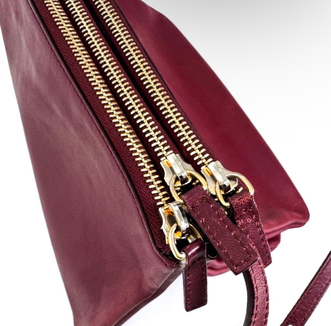 [M] 셀린느 여성 램스킨 폴디드 트리오 숄더 크로스백 미디움 버건디 상품이미지9