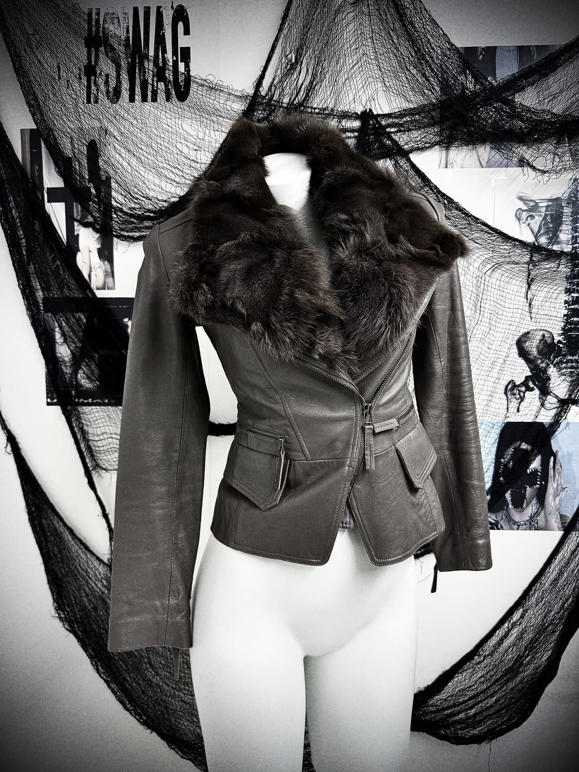 00s fur leather jacket 상품이미지1