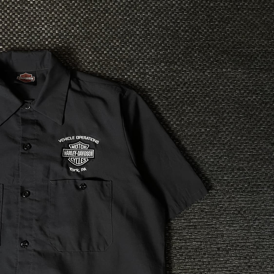 할리데이비슨 차콜 패치워크 반팔 셔츠 M 상품이미지3