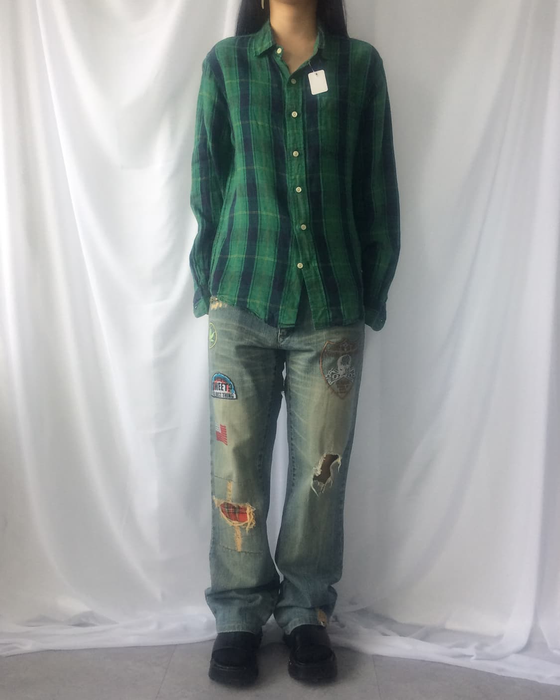 Needle work point damage denim pants 상품이미지5