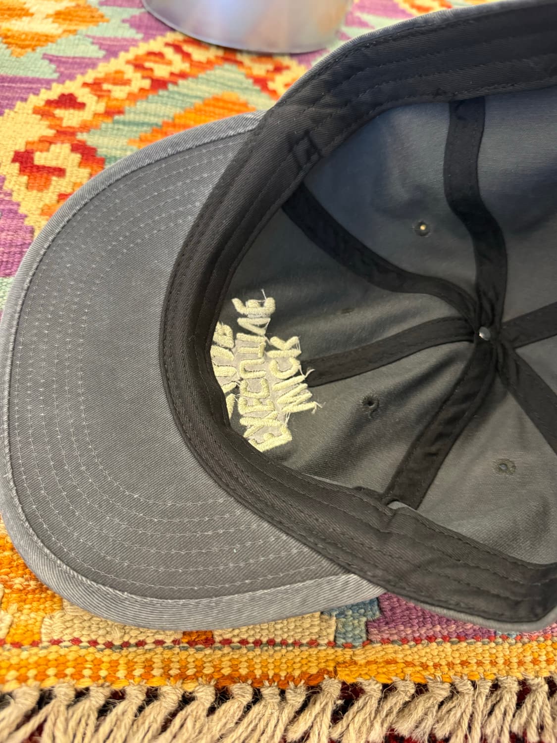 빈티지 흑청 데님 자수 일자캡 상품이미지3