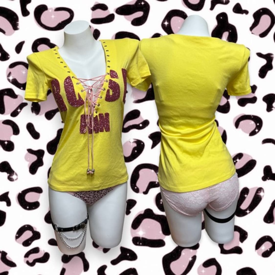Rose fanfan corset v neck yellow gliter  상품이미지1