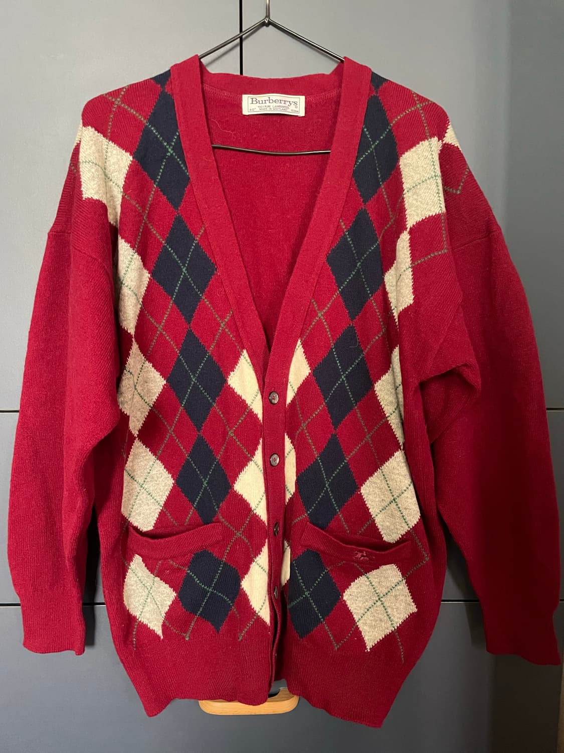 버버리 램스울100 아가일 가디건 상품이미지1