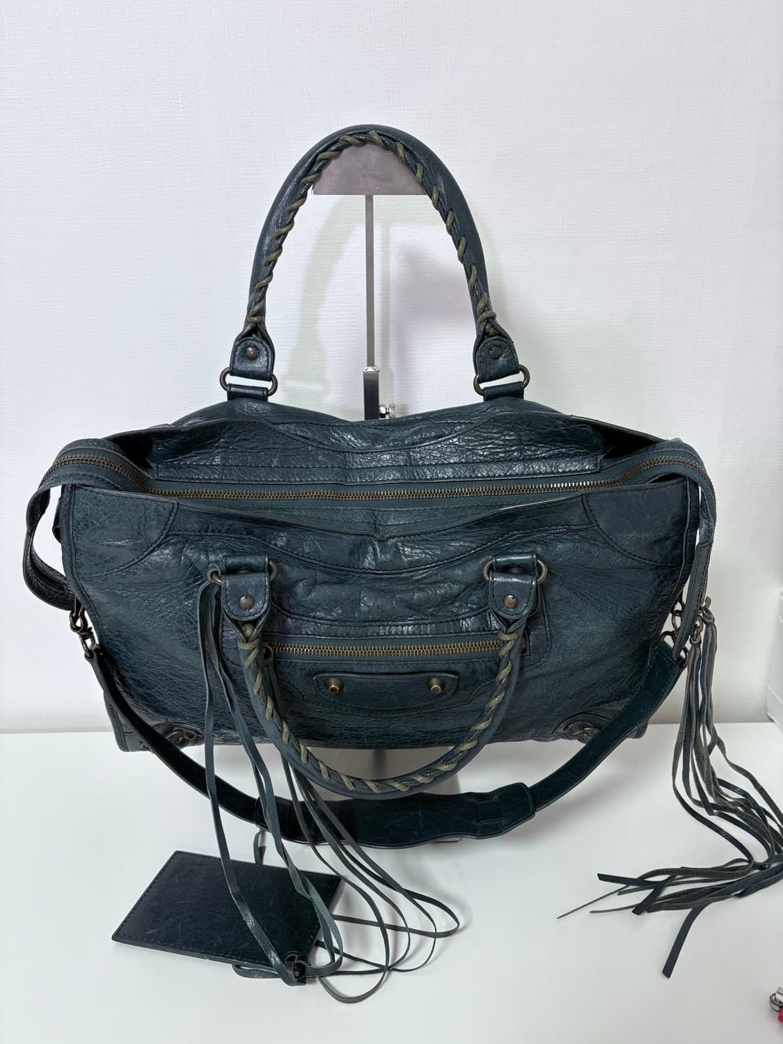 발렌시아가 시티 모터백 다크그린 미디움 상품이미지5