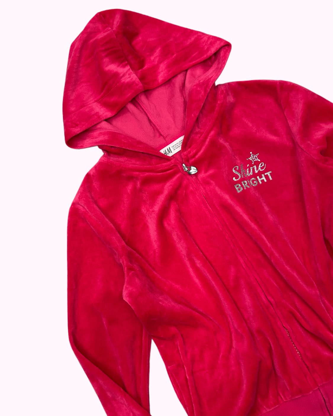 hot pink velvet hood zip-up 상품이미지3